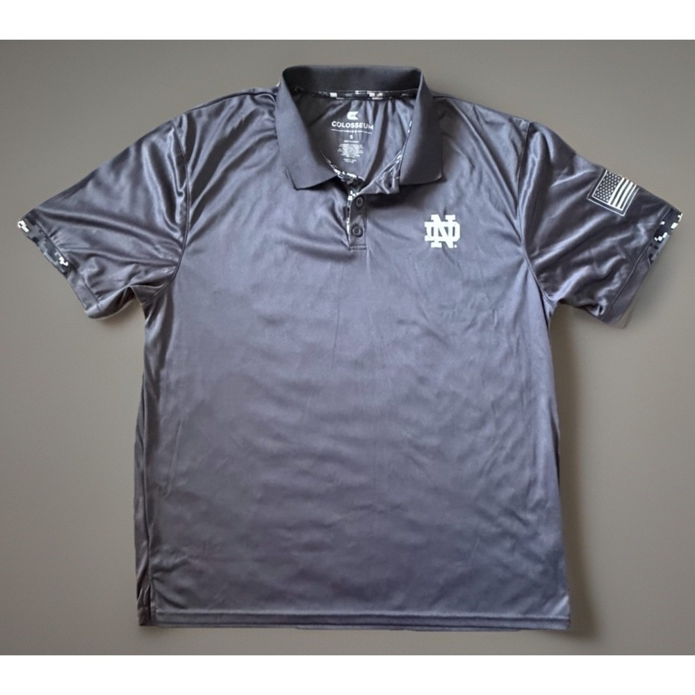 Notre Dame Irish Colosseum OHT Short Sleeve Polo Logo Military Flag Small JBHS